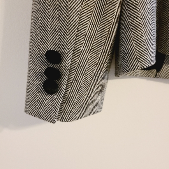 Sasson | Women's Vintage Chevron Striped Wool Jacket Blazer (Size 10/11) - Picture 12 of 15